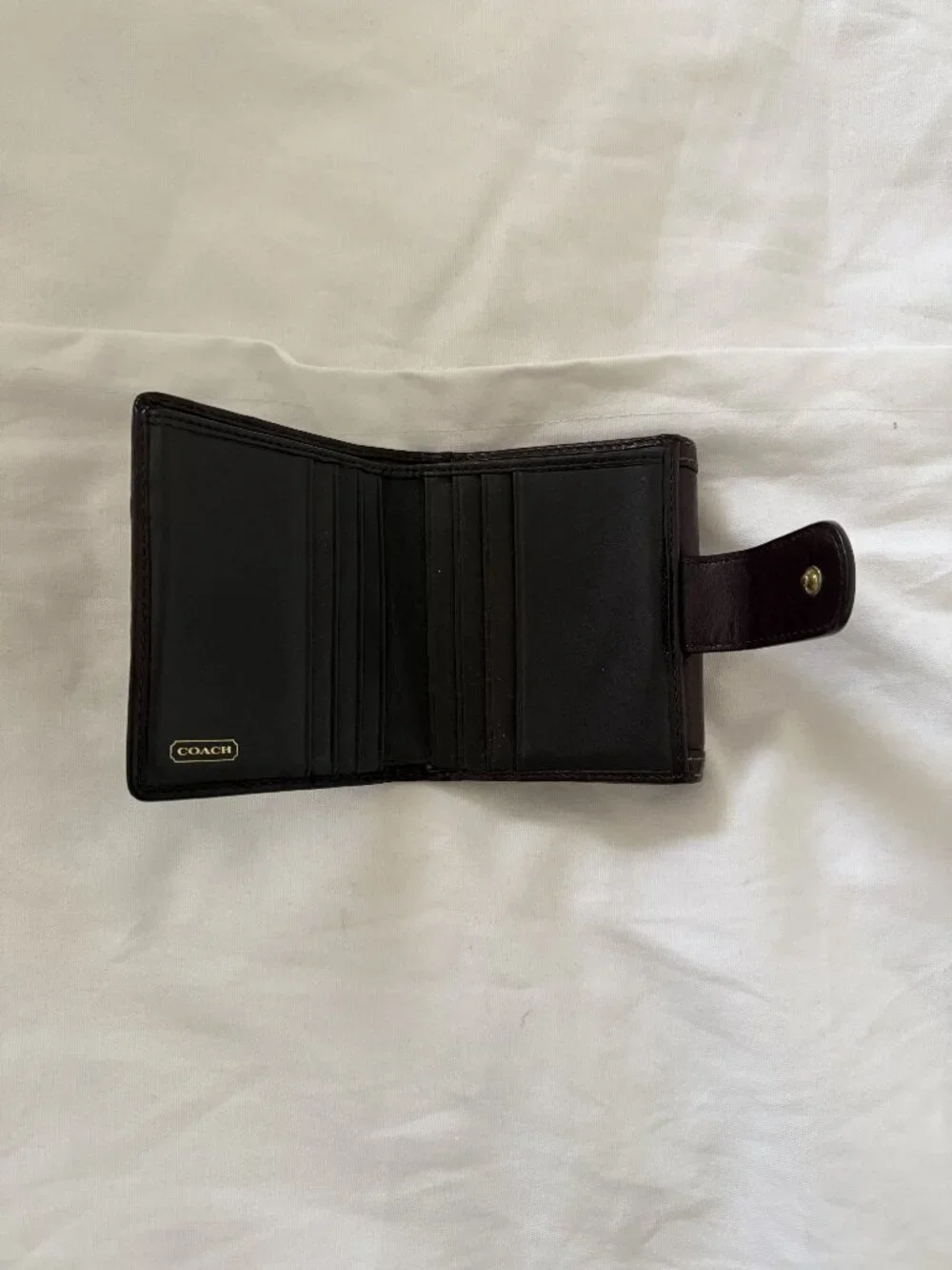 Coach Dark Brown Leather Canvas Wallet